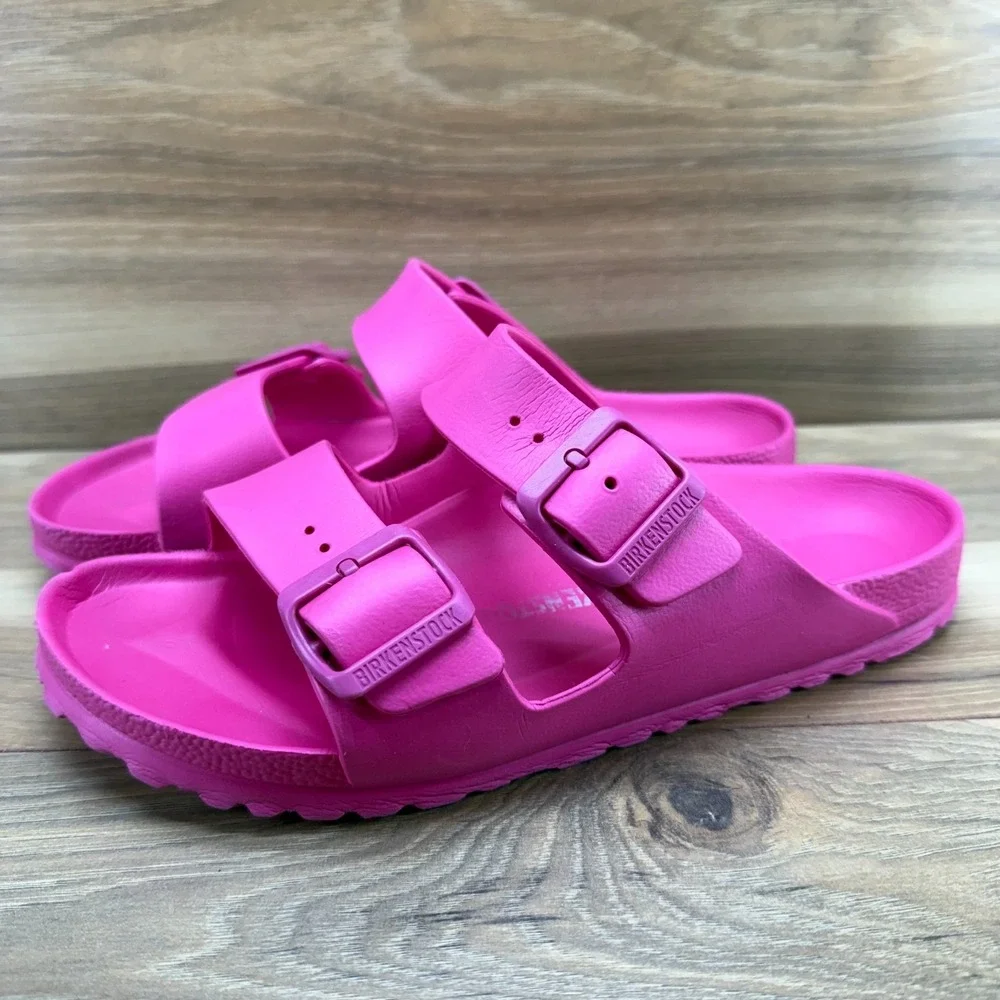 Birkenstock Arizona Eva Hot Pink Sandals Womens 7 N EU 38 Rubber Slides Slip On - Picture 4 of 10